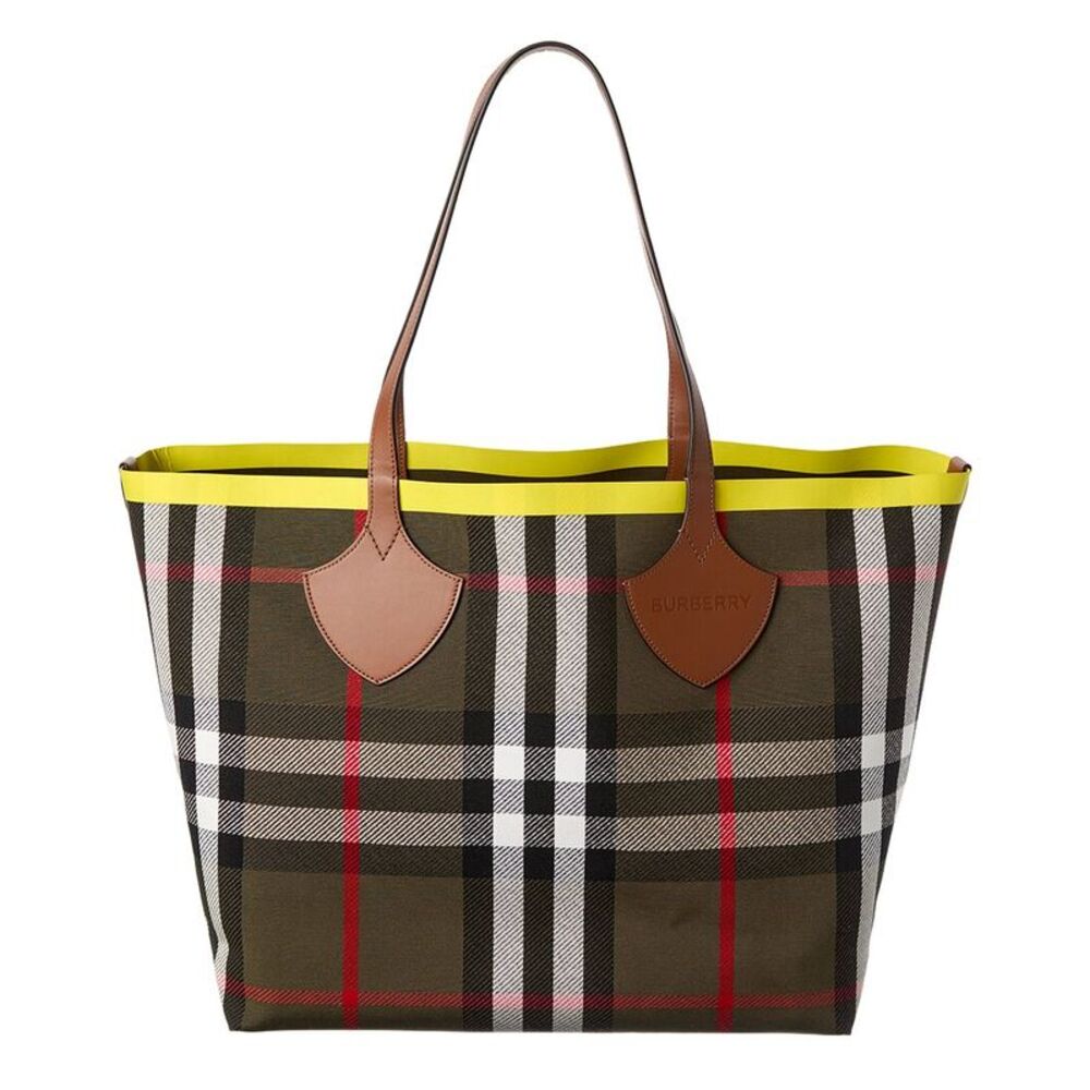 Burberry Check Large Reversible Canvas & Leather Tote